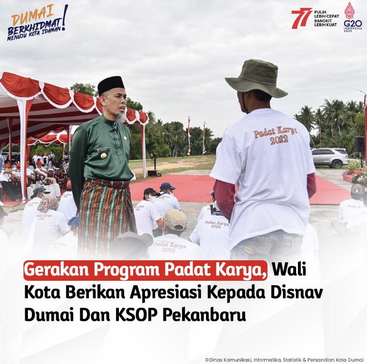Gerakan Program Padat Karya, Wali Kota Berikan Apresiasi Kepada Disnav Dumai Dan KSOP Pekanbaru