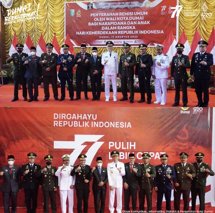 Pada HUT RI Ke 77, Secara Simbolis Walikota Dumai Berikan Remisi Kepada 826 Narapidana