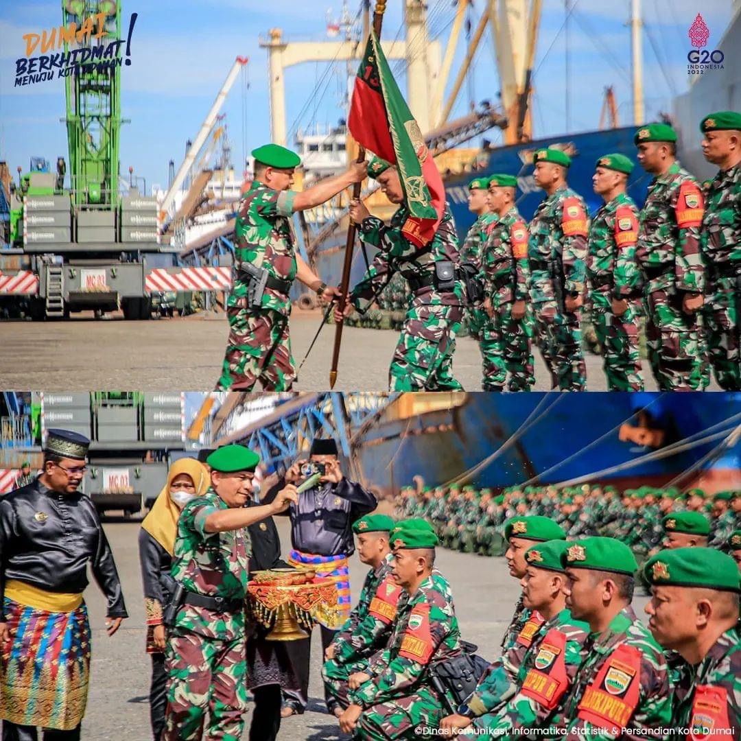 Wali Kota Dumai Hadiri Upacara Pengantaran Satgas Operasi Pamtas RI-PNG Sektor Utara Batalyon Infanteri 132 Bima Sakti