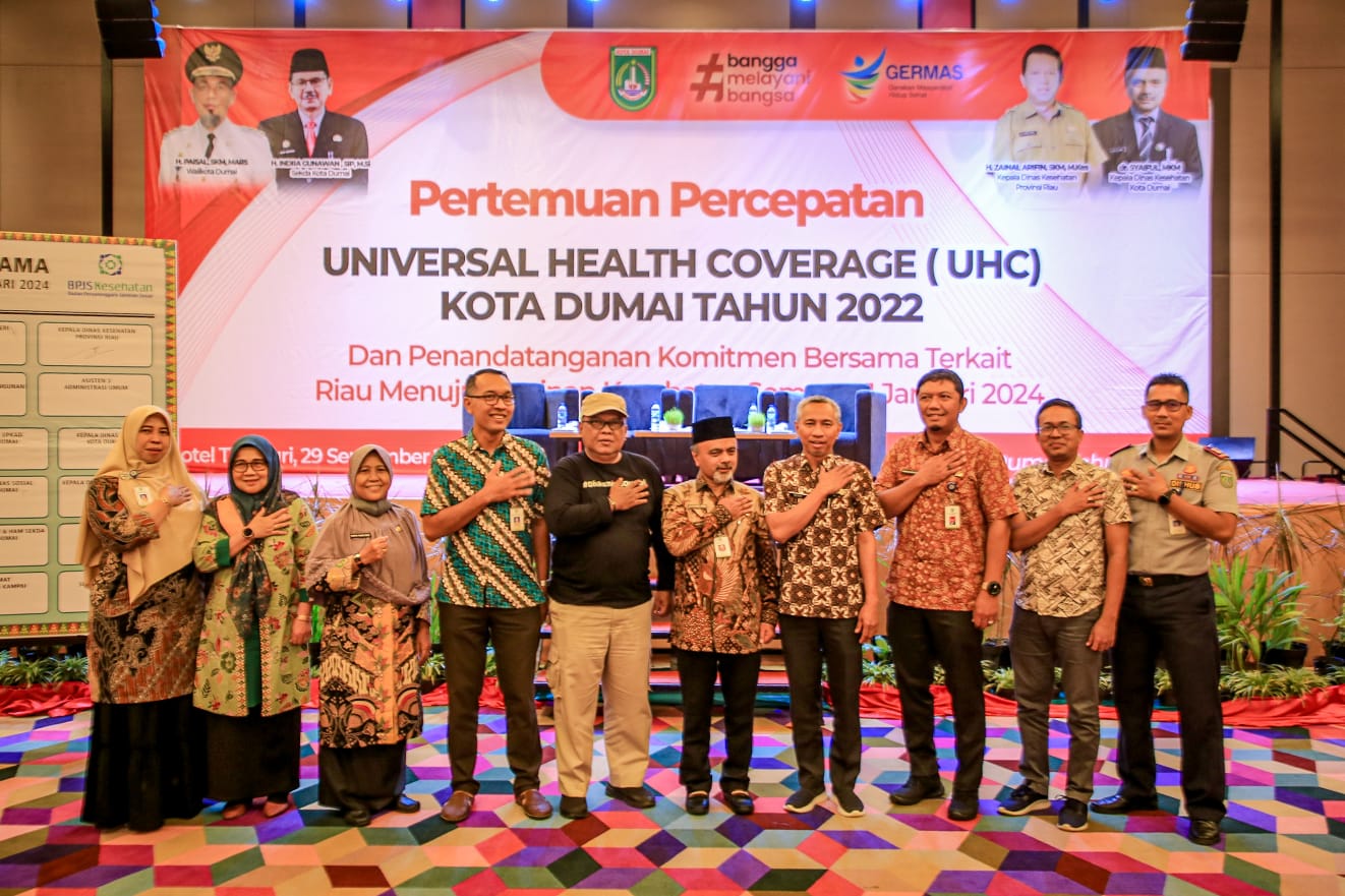 Percepatan UHC di Kota Dumai, Dinkes Dumai Gelar Penandatanganan Komitmen Bersama Terkait Riau Menuju Jaminan Kesehatan Semesta
