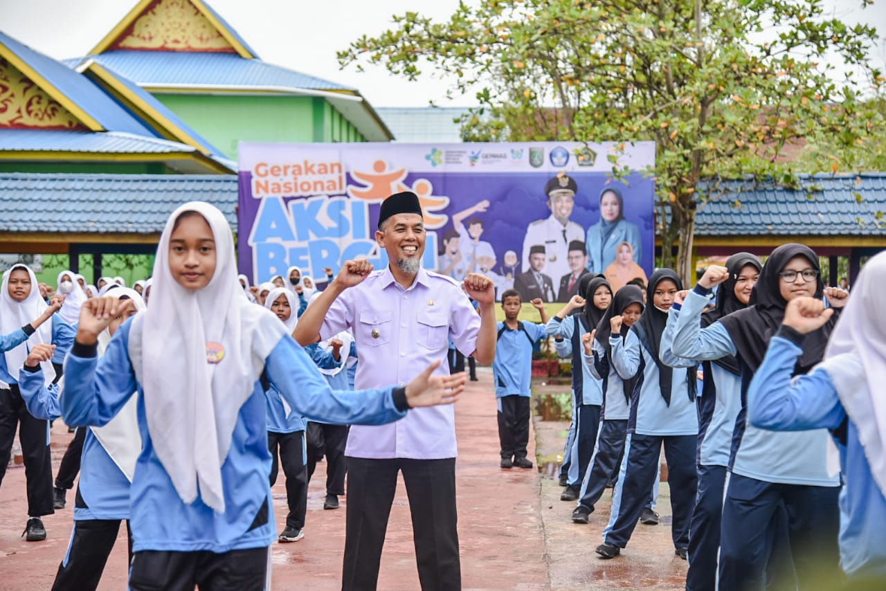Berlangsung Semarak, Berlangsung Semarak, Ribuan Pelajar Antusias Ikuti Gerakan Nasional Aksi Bergizi Di Kota Dumai
