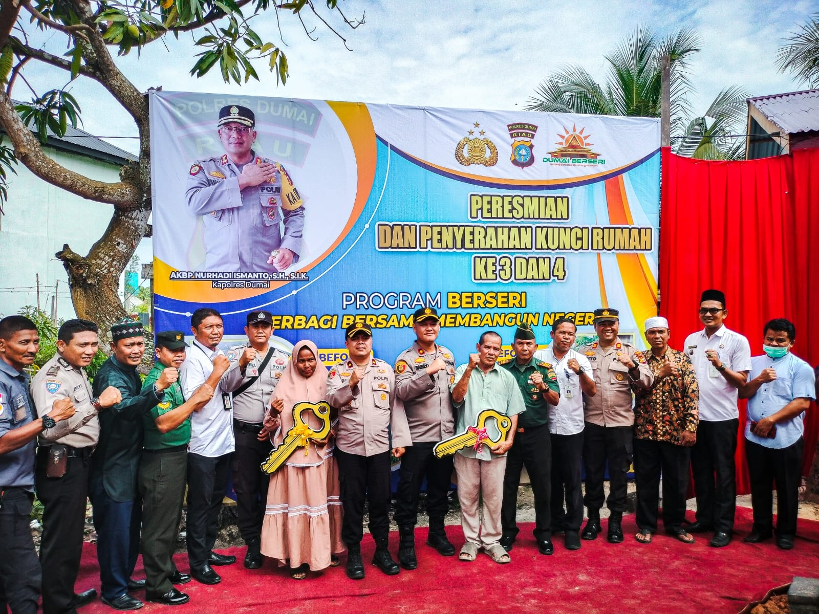 Polres Dumai laksanakan Peresmian dan Penyerahan Kunci Rumah dalam program Berbagi Bersama Membangun Negeri (BERSERI)