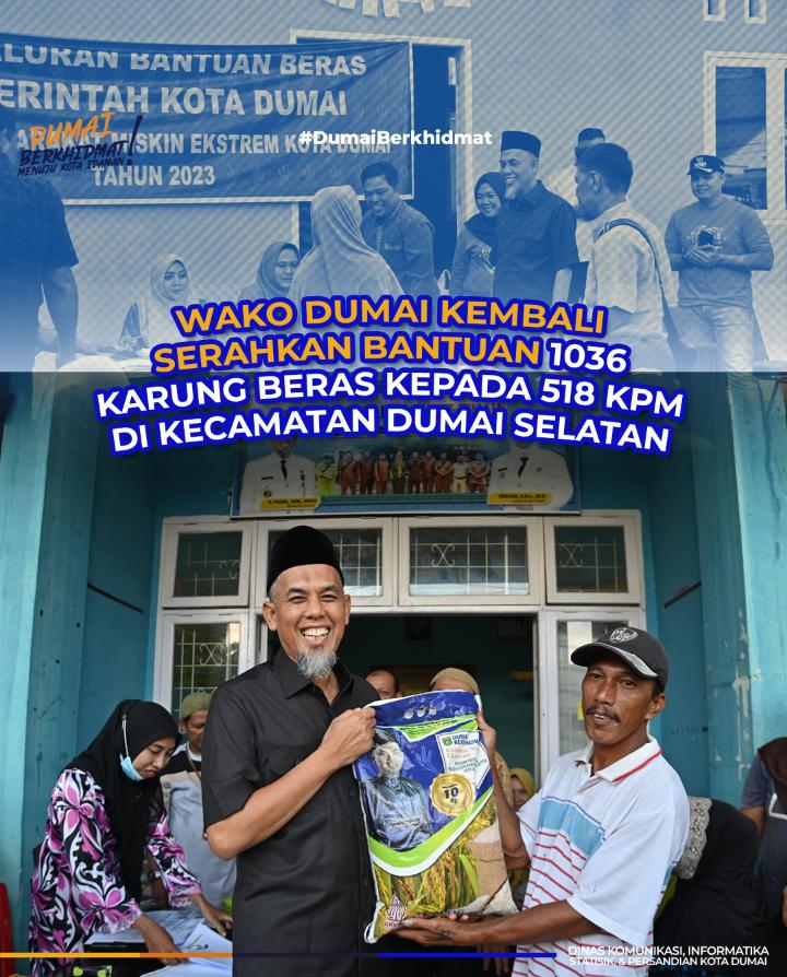 Wako Dumai Kembali Serahkan Bantuan 1036 Karung Beras Kepada 518 KPM di Kecamatan Dumsel