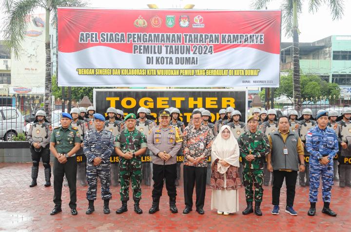 Kapolres Dumai Pimpin Apel Siaga Pengamanan Kampanye Pemilu 2024, Wujudkan Pemilu yang Damai dan Bermartabat di Kota Dumai
