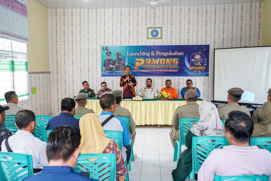 Dihadiri Asisten II, Satpol PP Kota Dumai Launching Pamong Trantibmas Perdana Di Kecamatan Dumai Kota 