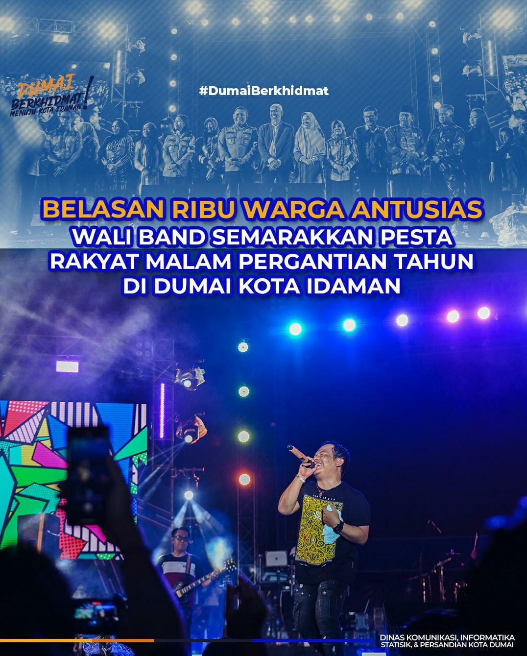 Belasan Ribu Warga Antusias, Wali Band Semarakkan Pesta Rakyat Malam Pergantian Tahun di Dumai Kota Idaman