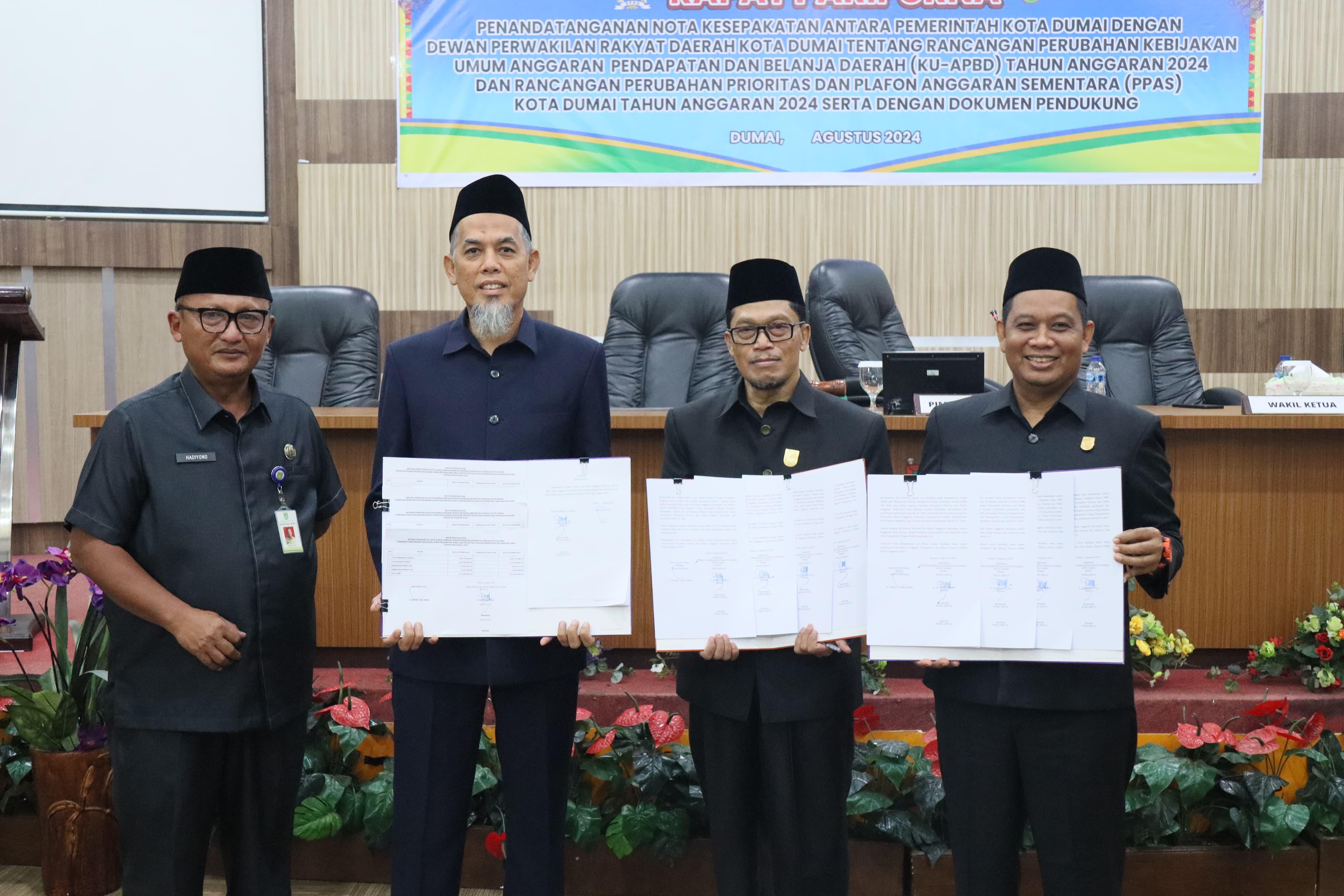 Pemko Bersama DPRD Kota Dumai Teken Nota Kesepakatan, APBD Perubahan TA 2024 Rp. 2,3 Triliun