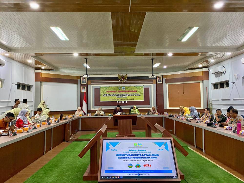Rapat Koordinasi Gugus Tugas Kota Layak Anak (KLA) Dilingkungan Pemerintah Kota Dumai Tahun 2024 Resmi Dibuka, Sekdako Dumai : Komitmen Wujudkan Dumai Kota Layak Anak