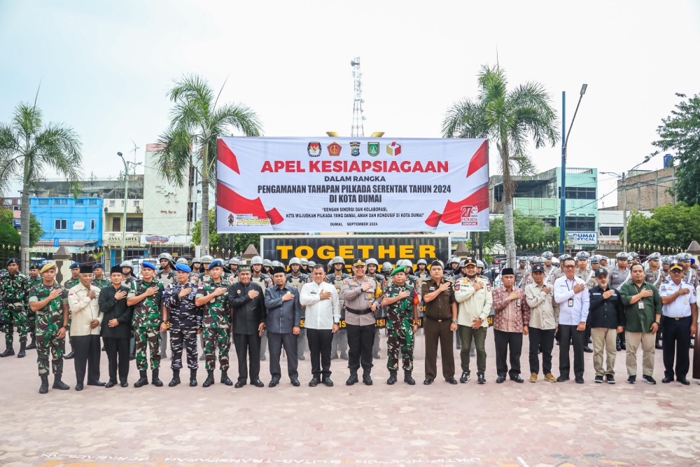 Polres Dumai Gelar Apel Kesiapsiagaan Pengamanan Pilkada 2024, Pjs Wako: Perkuat Sinergi dan Kedepankan Humanisme 