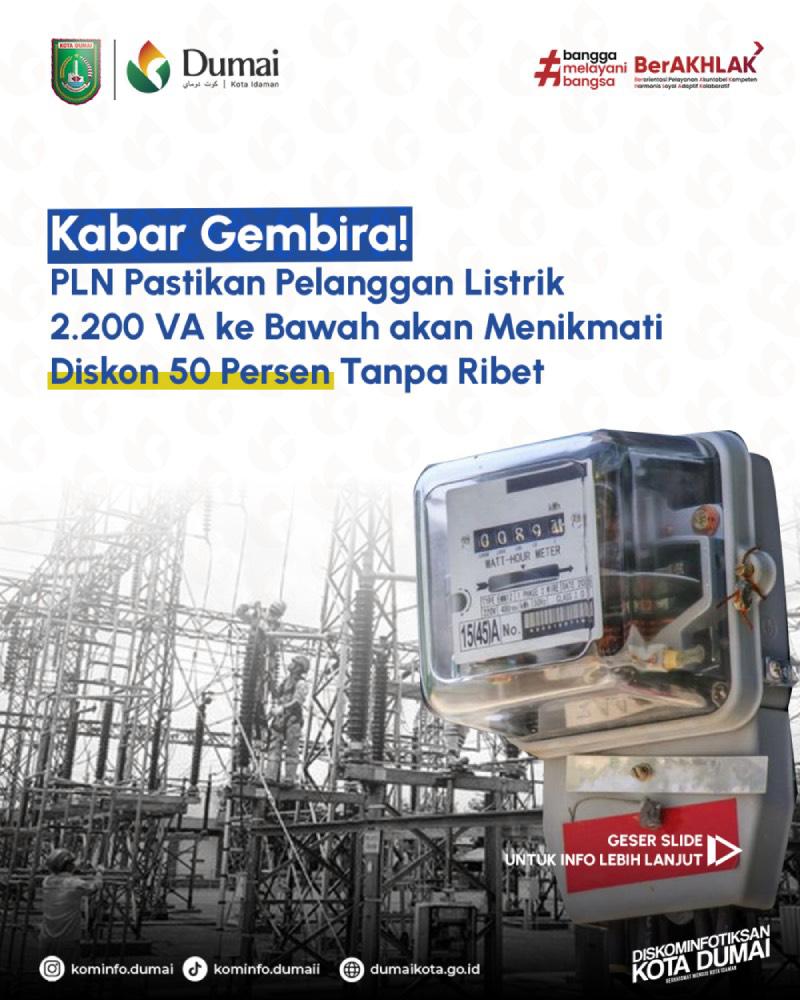 Kabar Gembira! PLN Pastikan Pelanggan Listrik 2.200 VA ke Bawah akan Menikmati Diskon 50 Persen Tanpa Ribet