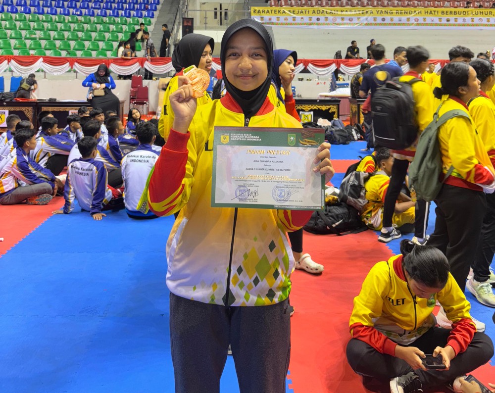 Dumai Berbangga, Aira Chanda Az Zahra Raih Medali Perunggu di Kejurnas Karate Piala PB FORKI dan Piala Gubri