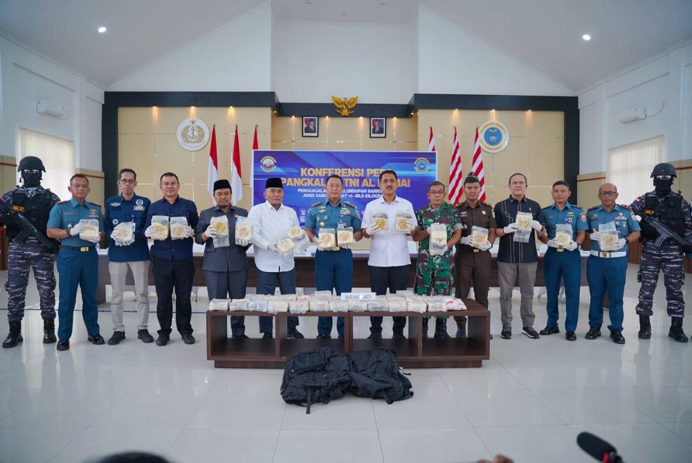 Lanal Dumai Berhasil Gagalkan Penyeludupan Sabu 48,54 Kg di Perairan Laut Dumai, Pemko Dumai Apresiasi
