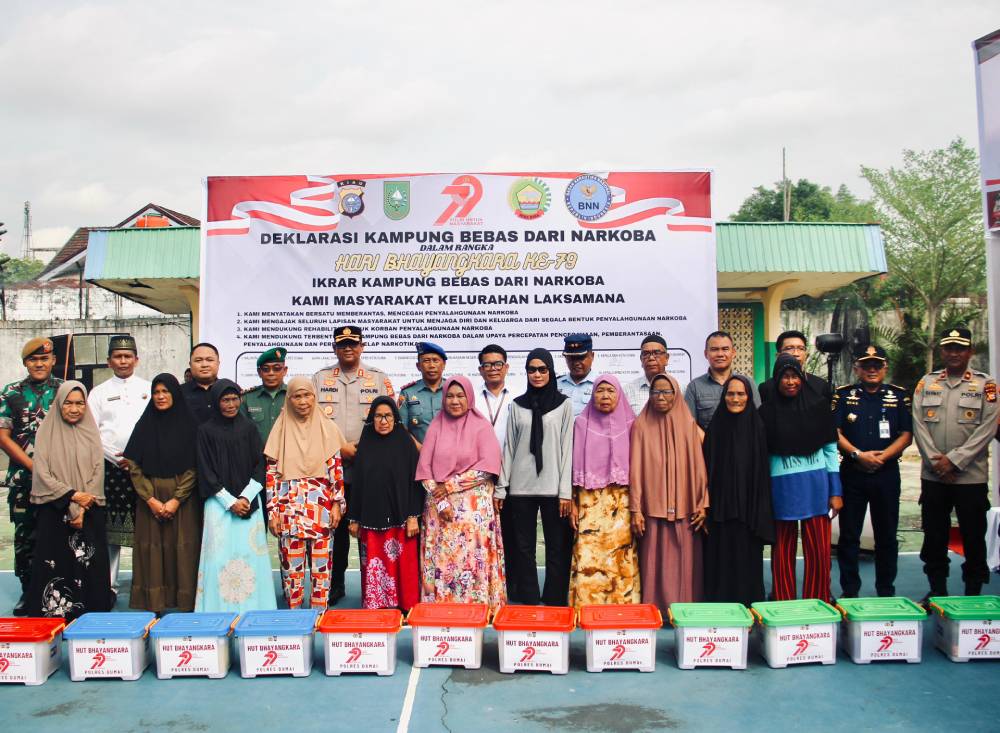 Pemko Dumai Dukung Penuh Polri Wujudkan Kampung Bebas Narkoba Dalam Rangka Peringatan Hari Bhayangkara Ke-79