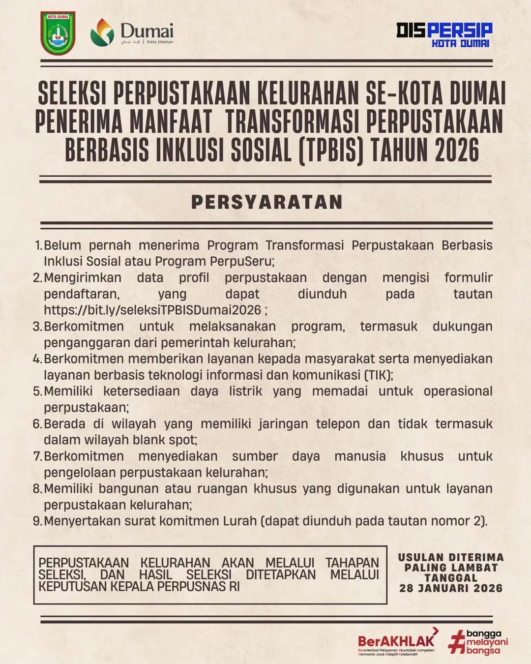 Dispersip Dumai Ajak Perpustakaan Kelurahan Ikuti Program TPBIS 2026