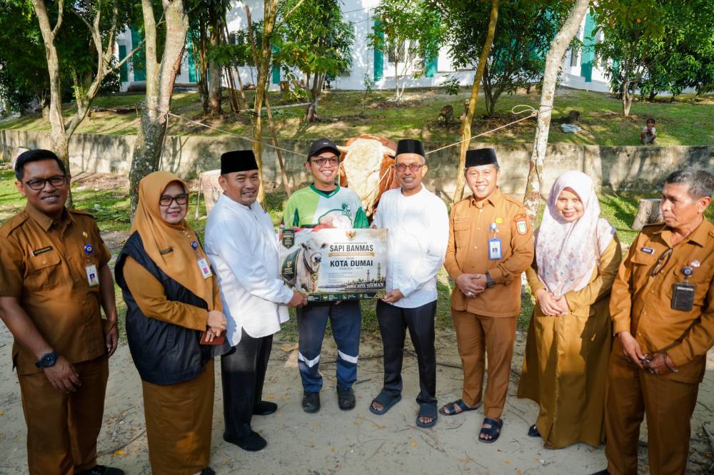 Wawako Sugiyarto Serahkan Sapi Kurban "Samson" Bantuan Kemasyarakatan Presiden Prabowo ke Pengurus Masjid Al-Manan