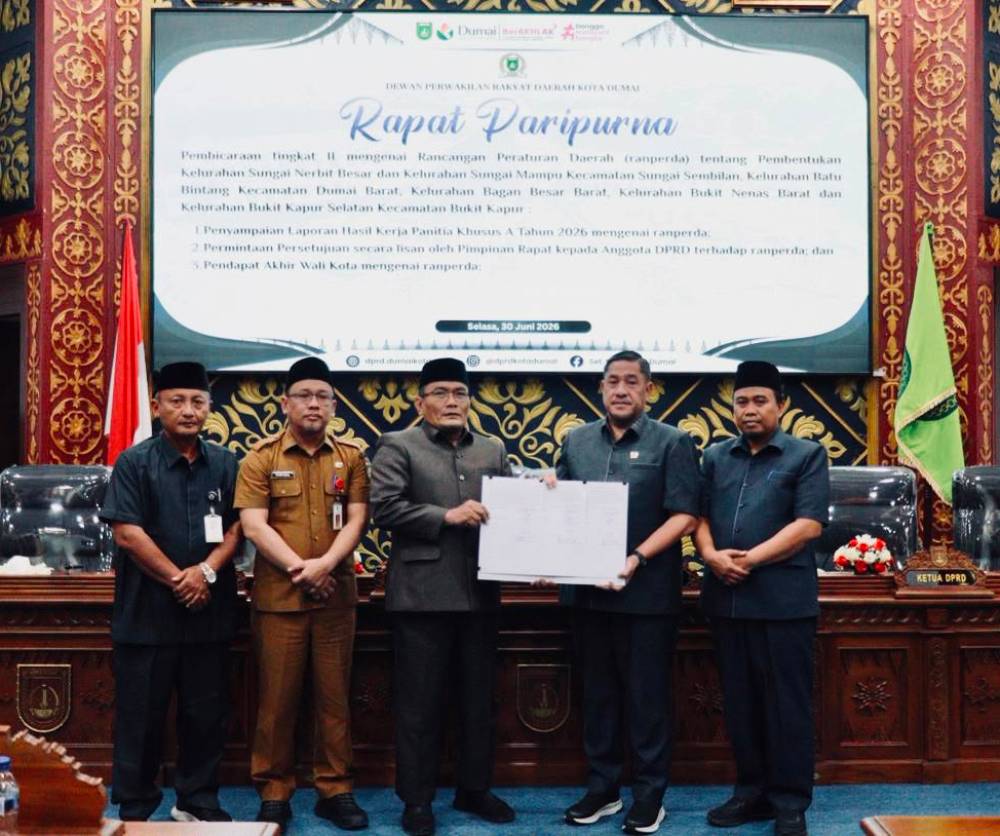 Sah! Dumai Mekar Jadi 42 Kelurahan, Wawako Sugiyarto Sampaikan Pendapat Akhir dan Apresiasi Kinerja DPRD