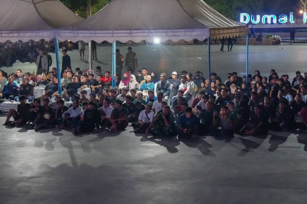 Warga Kota Dumai Padati Taman Bukit Gelanggang, Nobar Final Piala Dunia Berlangsung Meriah